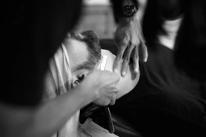 A straight razor shave with a hot towel
